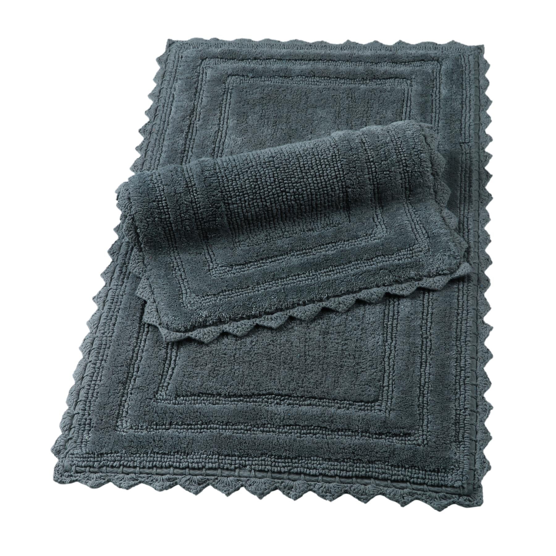 TreeWool - Bath Rug Reversible with Crochet Border (Set of 2)#color_rectangle-charcoal-gray