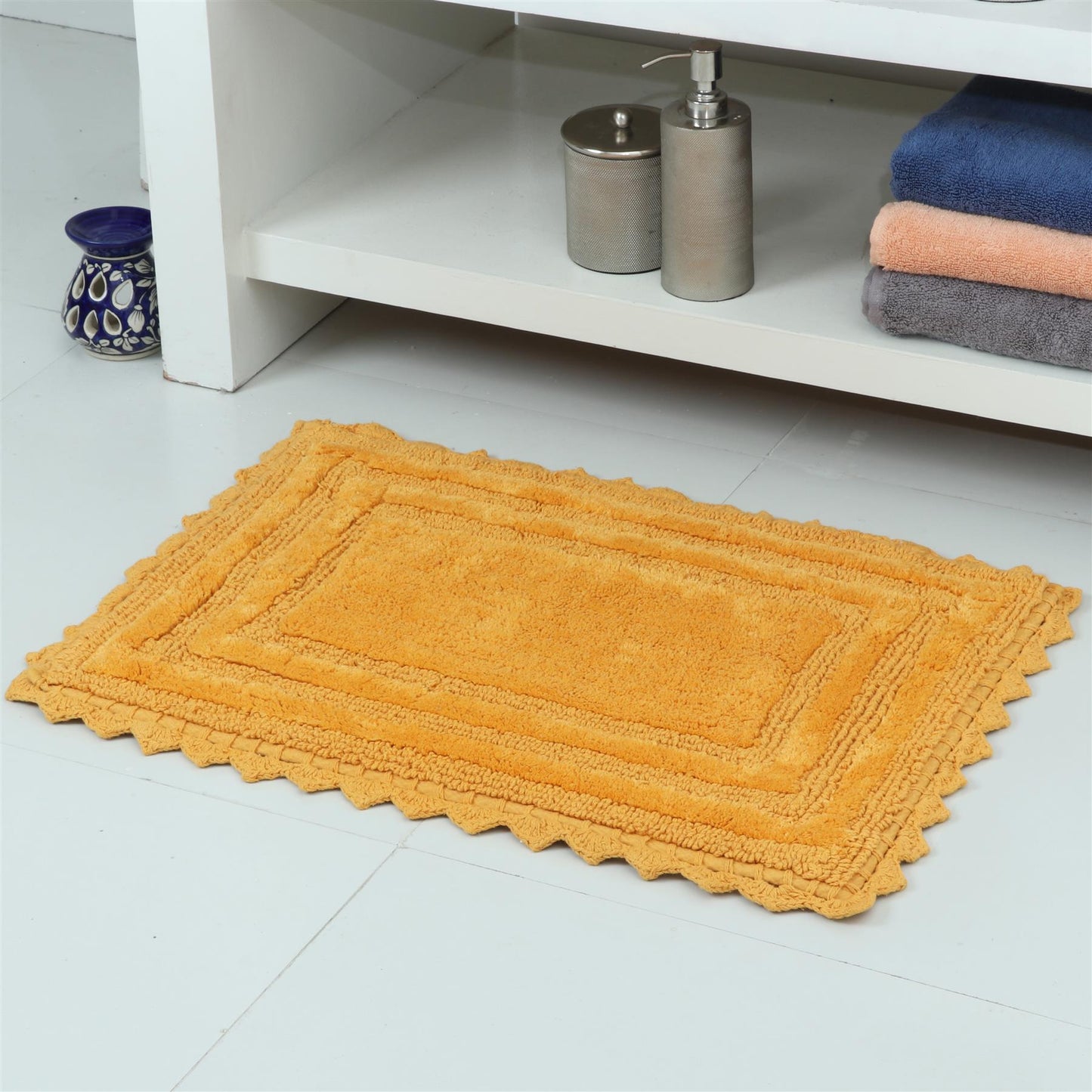 TreeWool - Bath Rug Reversible with Crochet Border (Set of 2)#color_rectangle-mustard