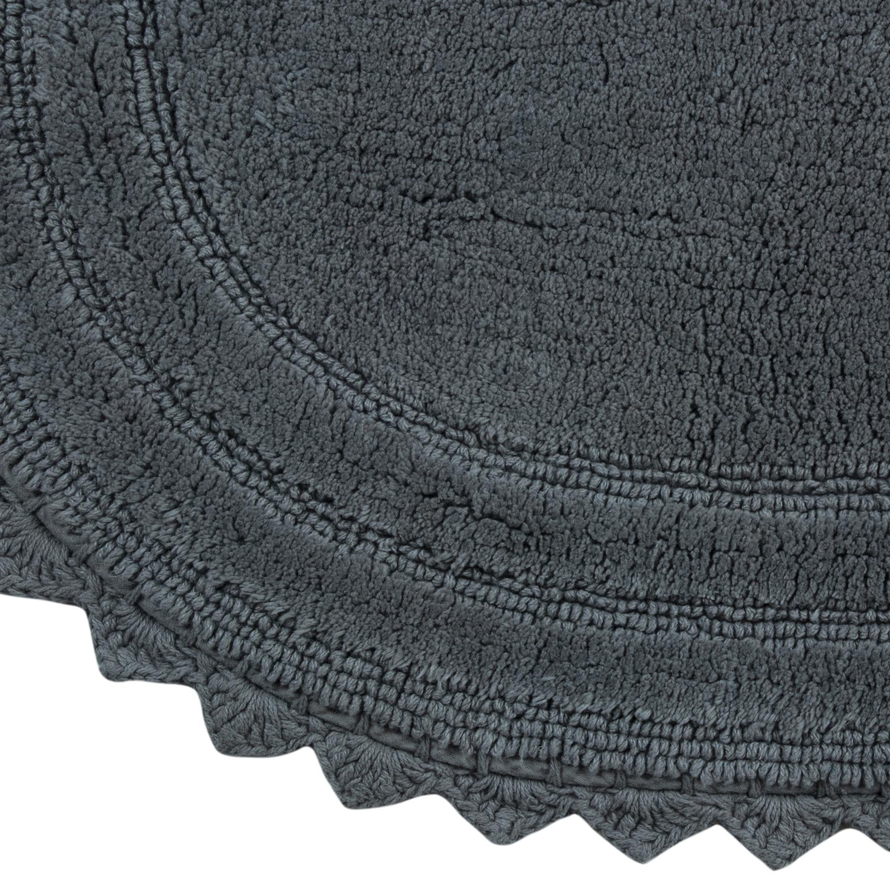 TreeWool - Bath Rug Reversible with Crochet Border (Set of 2)#color_oval-charcoal-gray
