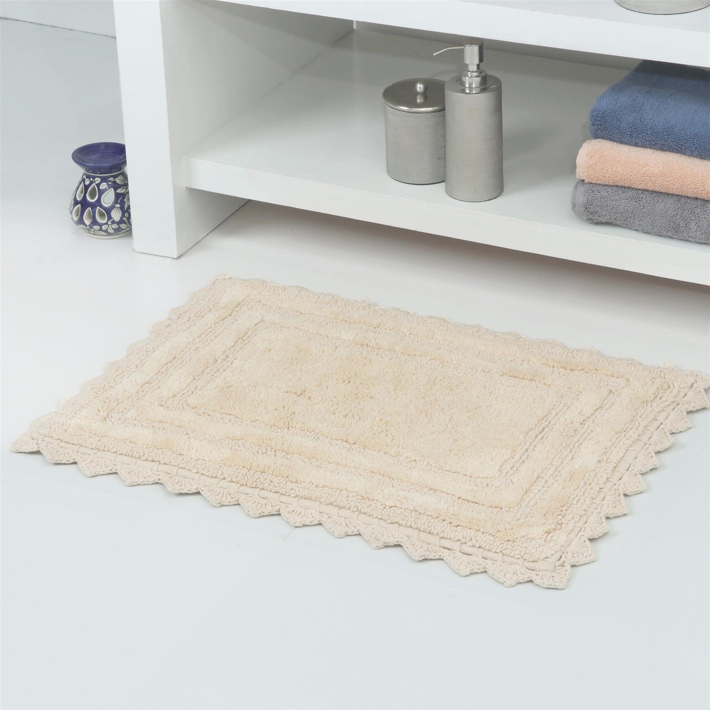 TreeWool - Bath Rug Reversible with Crochet Border (Set of 2)#color_rectangle-beige
