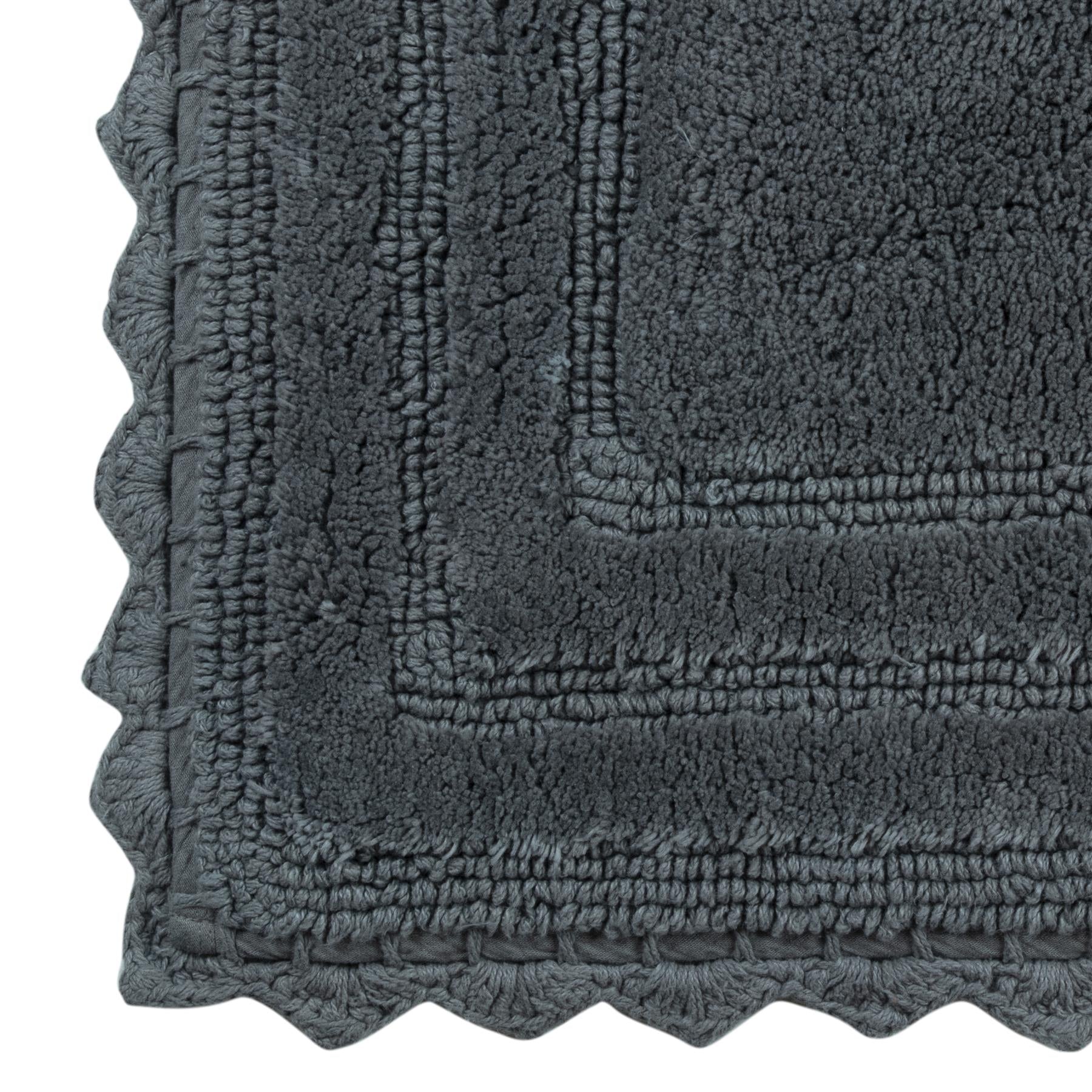 TreeWool - Bath Rug Reversible with Crochet Border (Set of 2)#color_rectangle-charcoal-gray