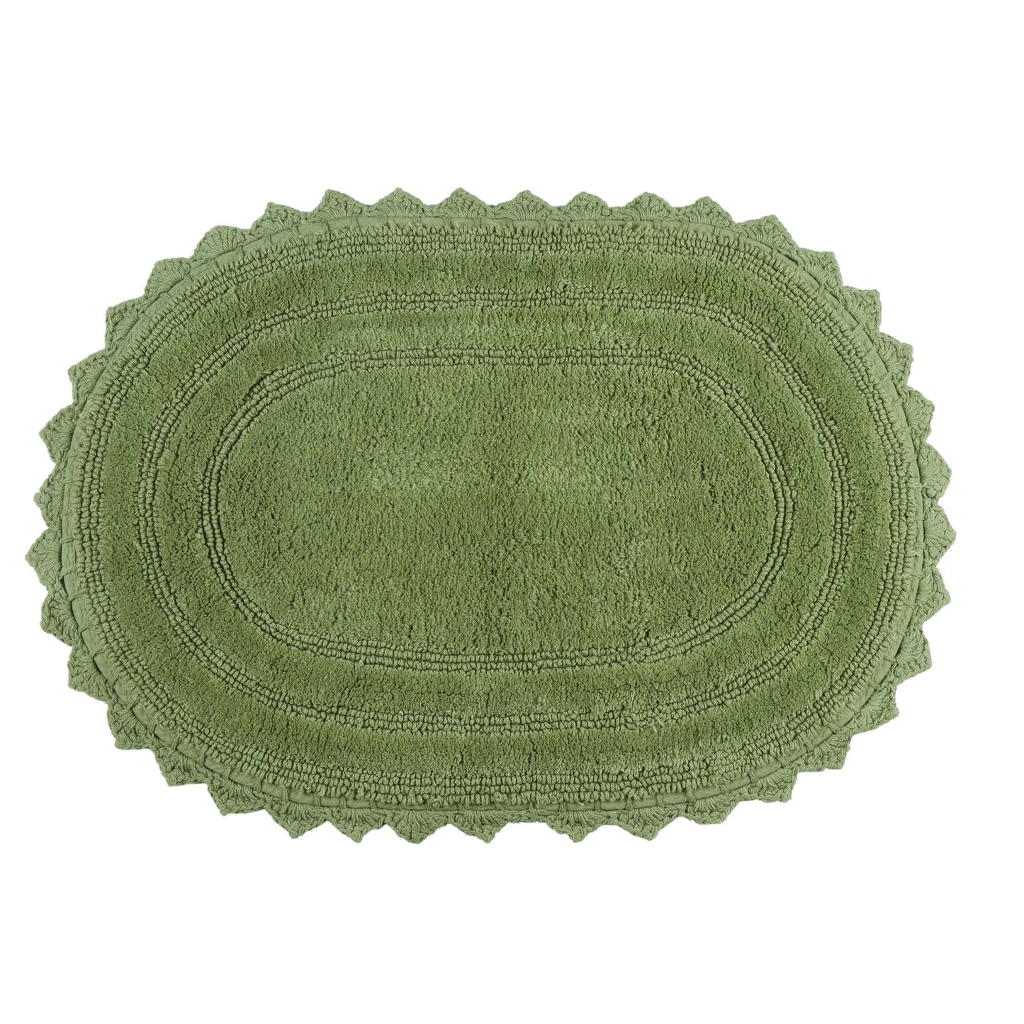 TreeWool - Bath Rug Reversible with Crochet Border (Set of 2)#color_oval-sage-green
