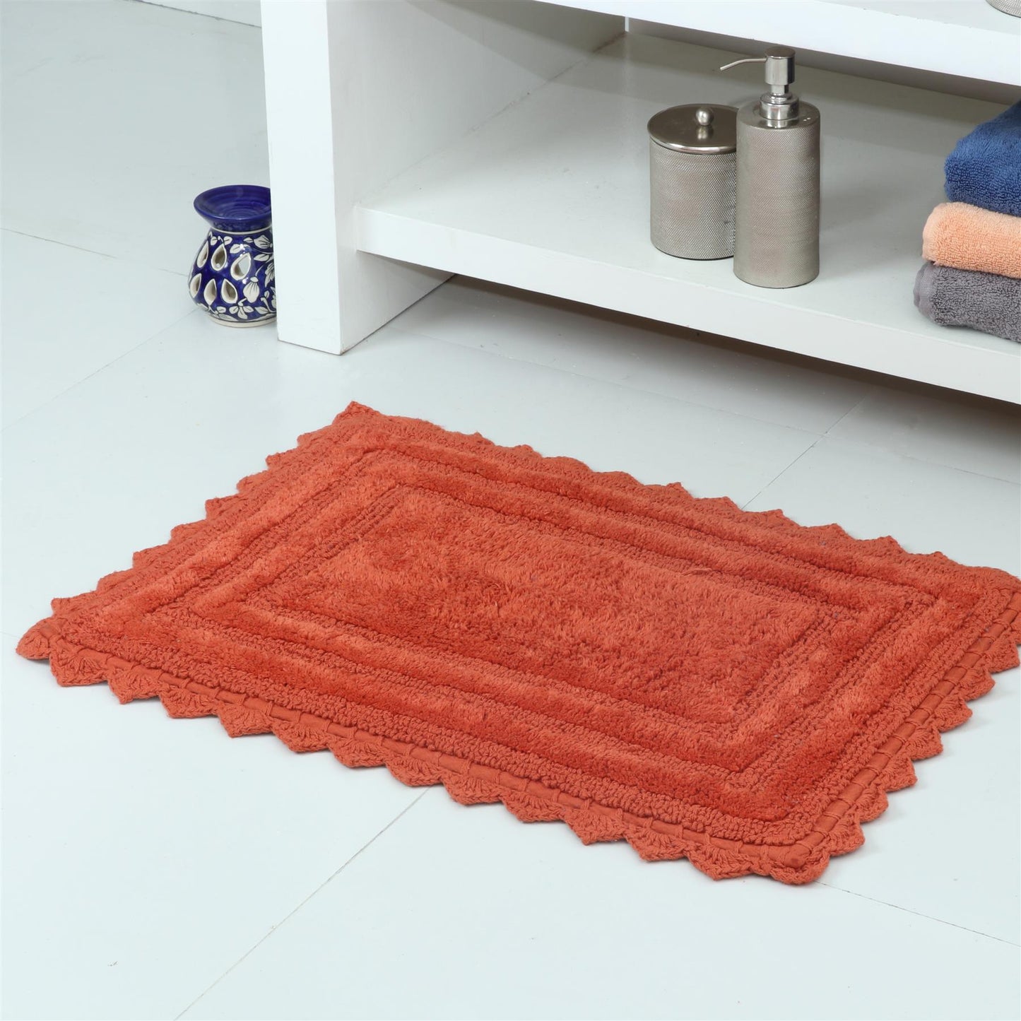 TreeWool - Bath Rug Reversible with Crochet Border (Set of 2)#color_rectangle-rust