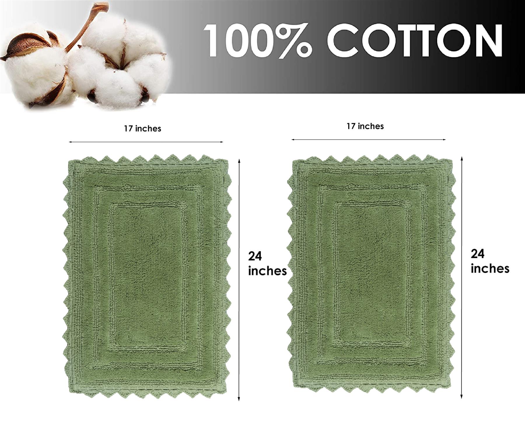 TreeWool - Bath Rug Reversible with Crochet Border (Set of 2)#color_rectangle-sage-green