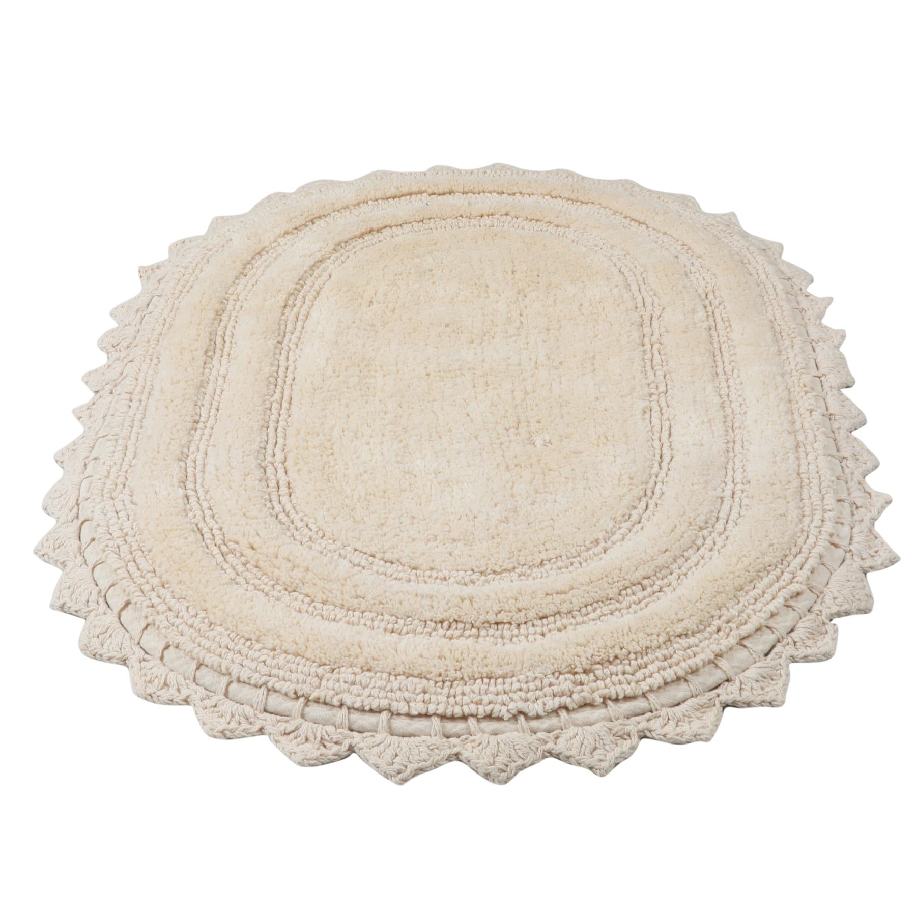 Solid White Crochet Border Bath Mat Rugs Set of 2 Madison online Notting Hill Lrg&Sm