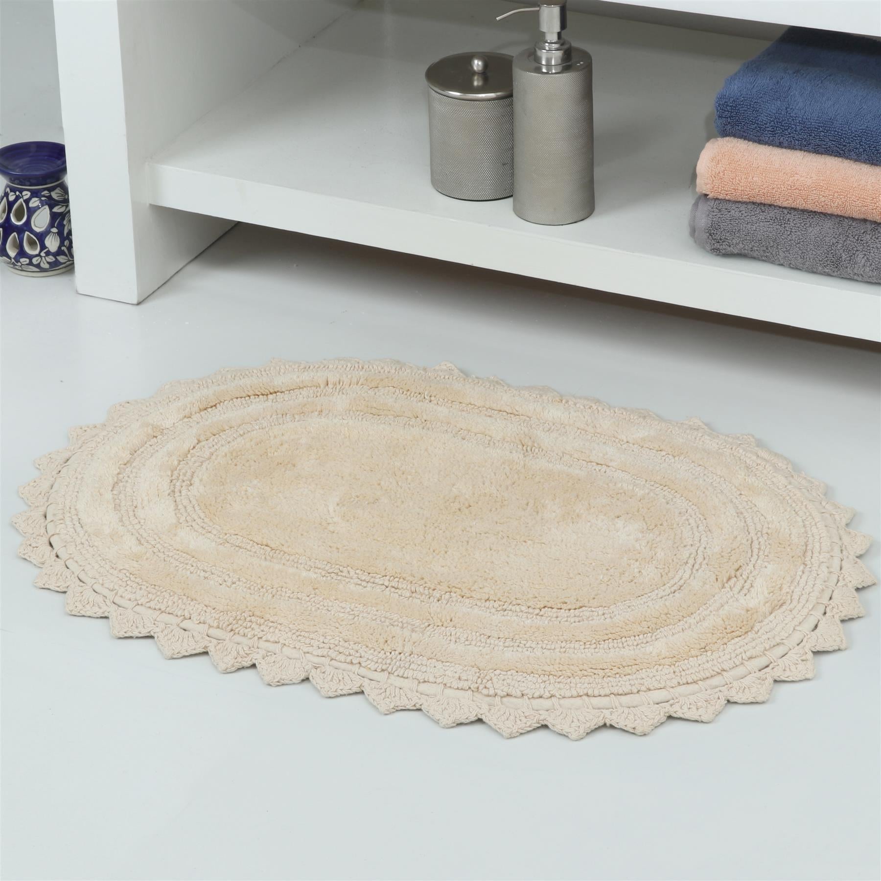 TreeWool - Bath Rug Reversible with Crochet Border (Set of 2)#color_oval-beige