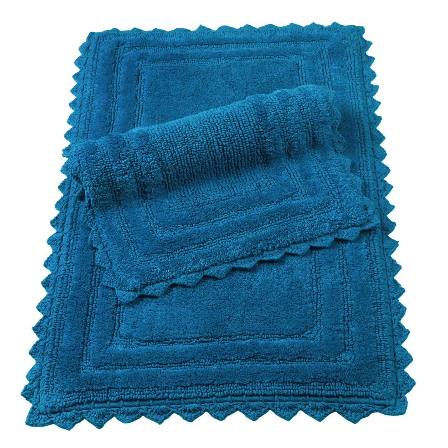 TreeWool - Bath Rug Reversible with Crochet Border (Set of 2)#color_rectangle-teal