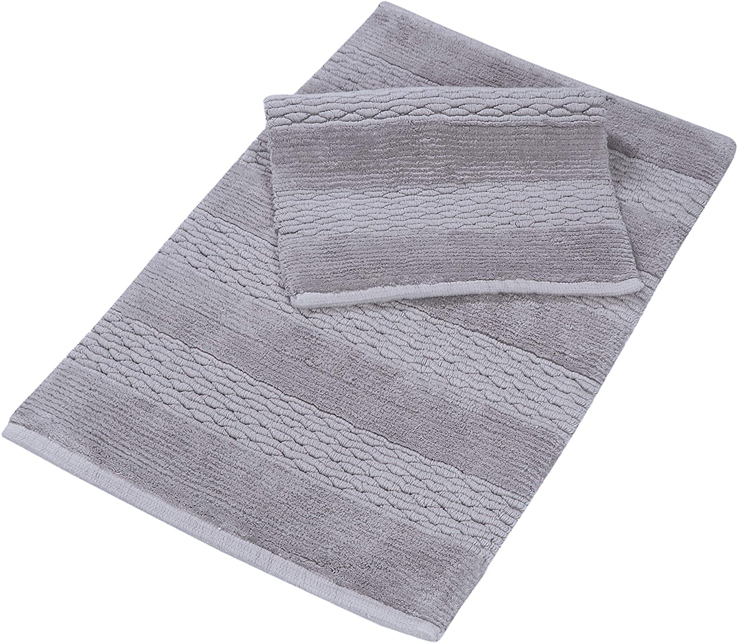Cotton bath rugs water absorbent stripe design bathmat set of 2 - TreeWool Bathrugs#color_grey