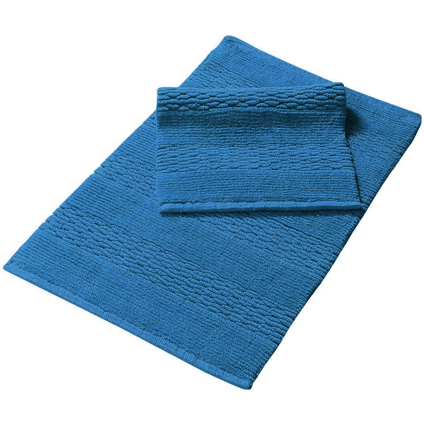 Cotton bath rugs water absorbent stripe design bathmat set of 2 - TreeWool Bathrugs#color_teal