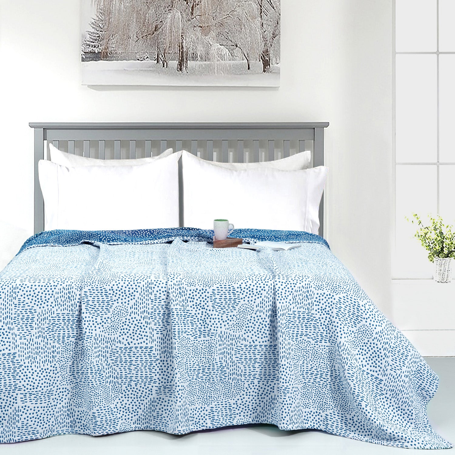 Matelassé blaze & floral design cotton thermal blanket - TreeWool blanket