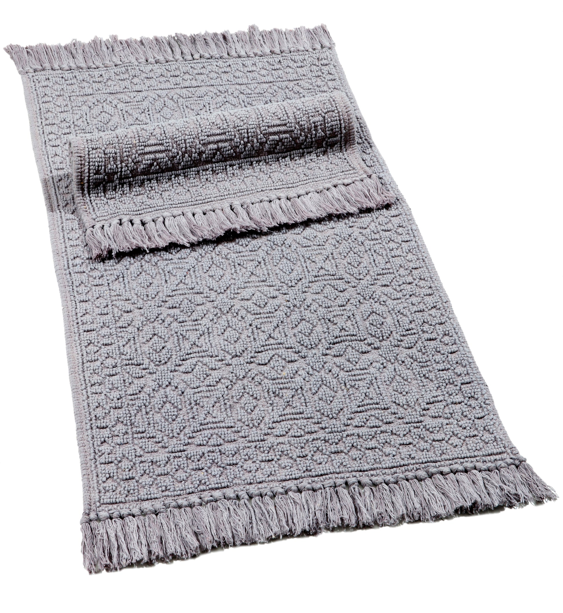 100% cotton hand woven water absorbent bathroom rugs (set of 2) - TreeWool Bathrugs#color_grey
