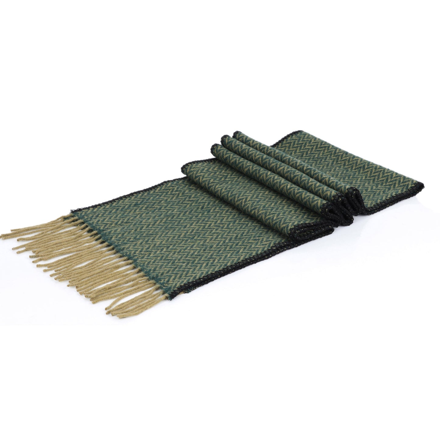 Merino Wool Scarf in Fine Chevron - TreeWool Scarf#color_green-golden