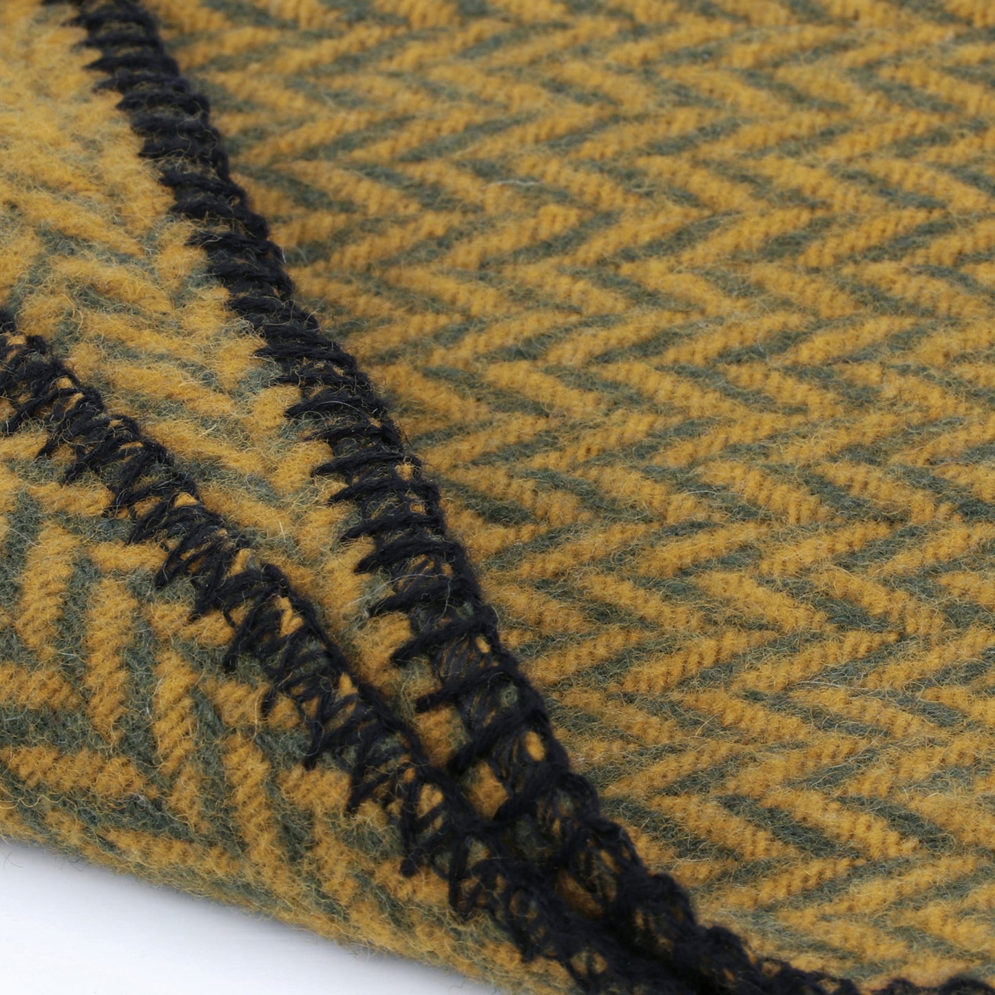 Merino Wool Scarf in Fine Chevron - TreeWool Scarf#color_mustard-dark-green