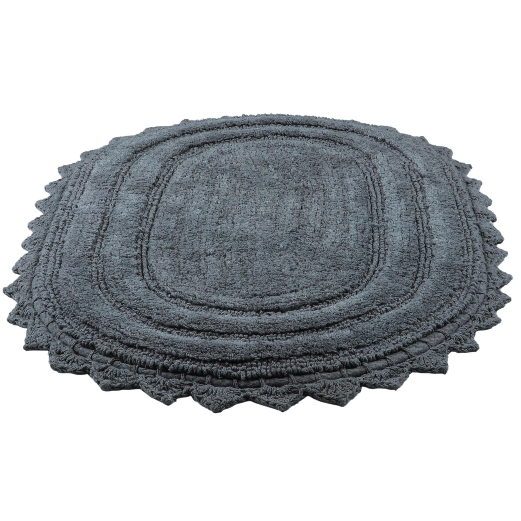 TreeWool - Bath Rug Reversible with Crochet Border (Set of 2)#color_oval-charcoal-gray