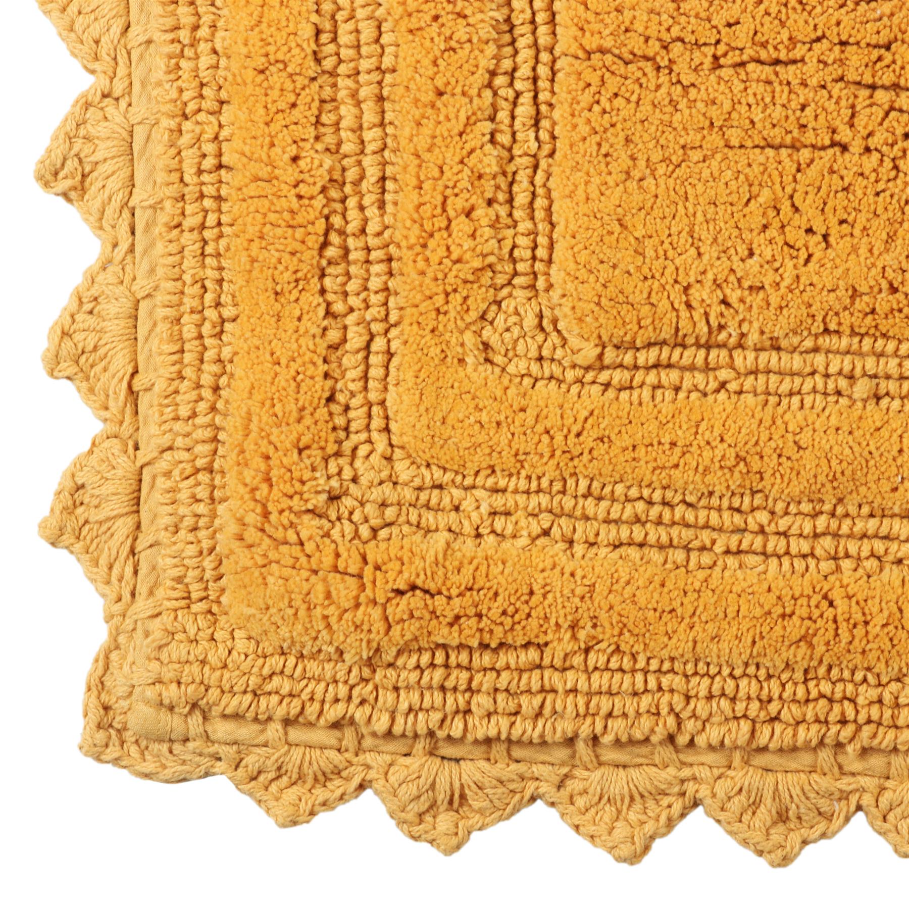 TreeWool - Bath Rug Reversible with Crochet Border (Set of 2)#color_rectangle-mustard