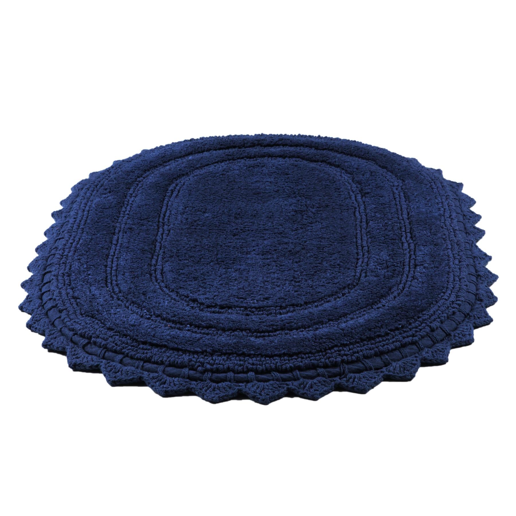 TreeWool - Bath Rug Reversible with Crochet Border (Set of 2)#color_oval-navy-blue