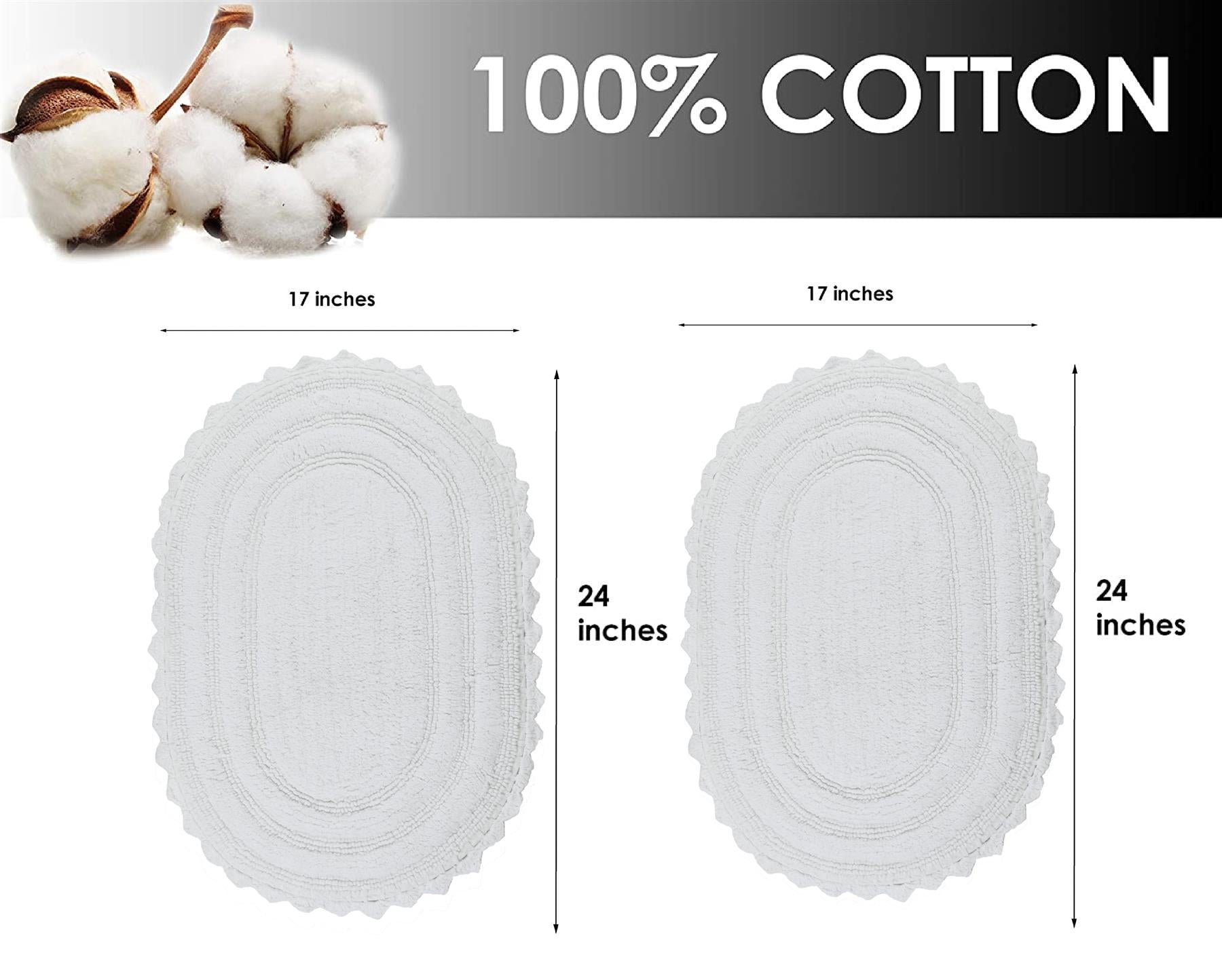 TreeWool - Bath Rug Reversible with Crochet Border (Set of 2)#color_oval-white