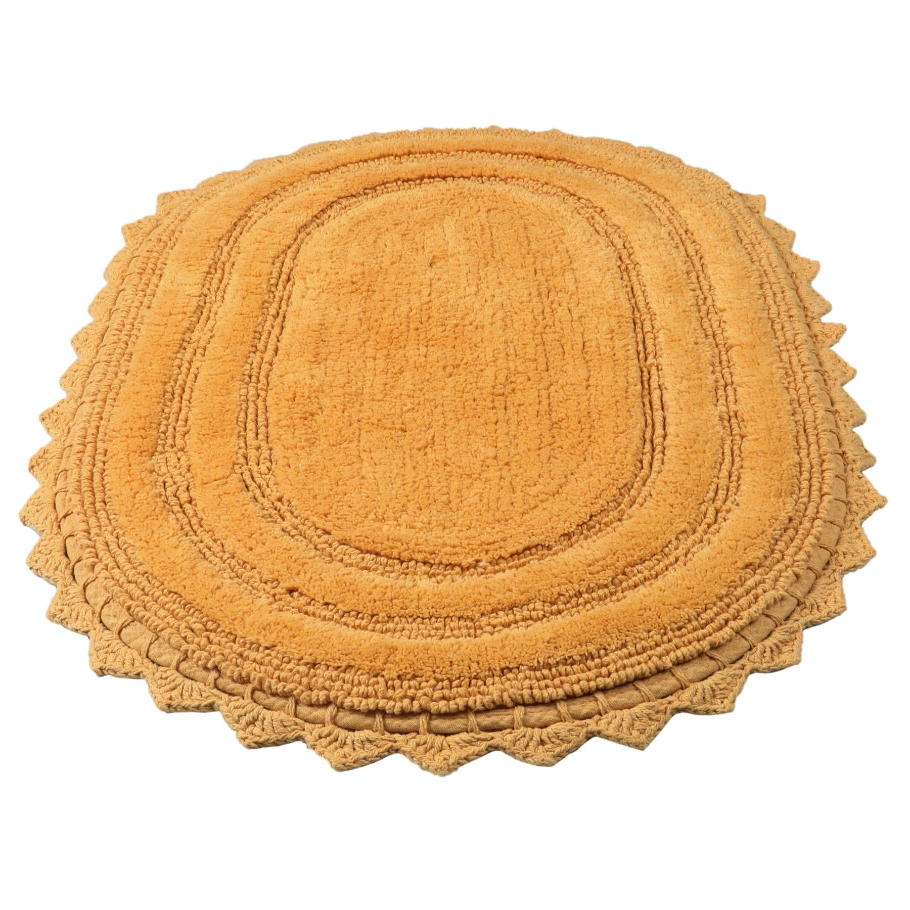 TreeWool - Bath Rug Reversible with Crochet Border (Set of 2)#color_oval-mustard